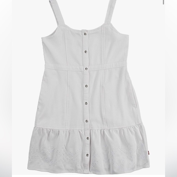 Levi Strauss Youth Girls White Eyelet Sleevelesss Button Up Dress Size XL - Picture 1 of 6